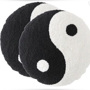 Yin Yang Sherpa Accent Pillows 🖤🤍 | Modern Zen Dorm / Apartment Decor Set of 2!